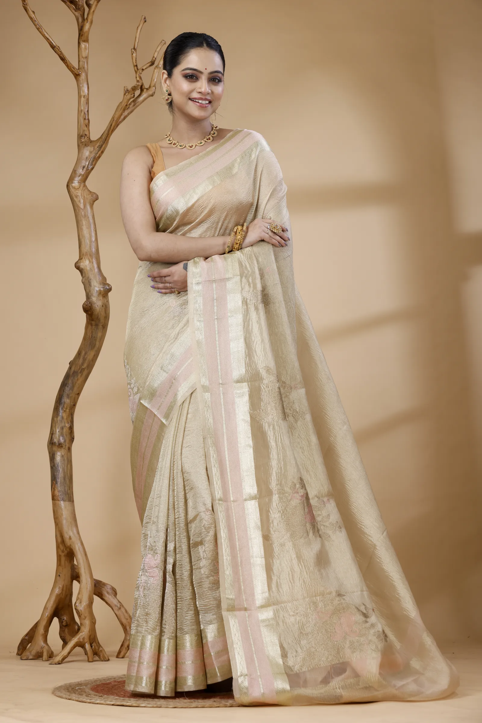 Ivory Gold Pastel Grace Saree