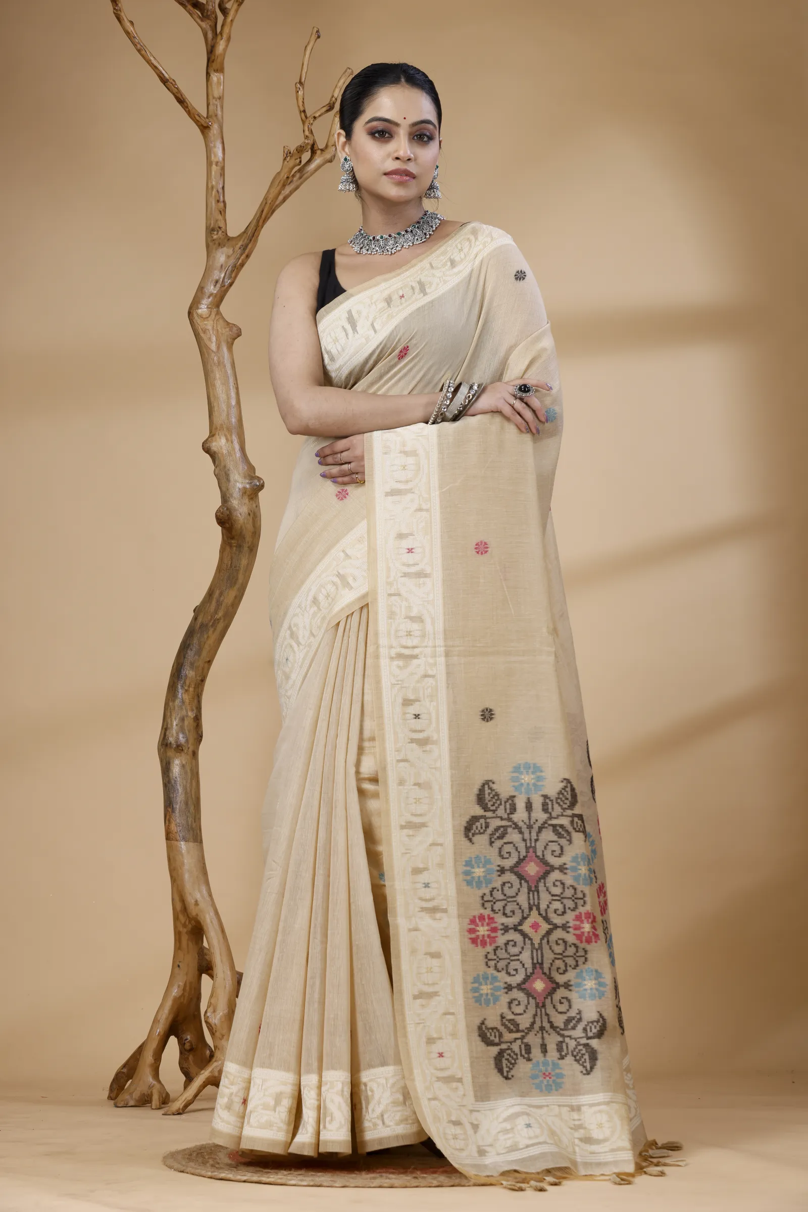 Beige Heritage Motif Saree